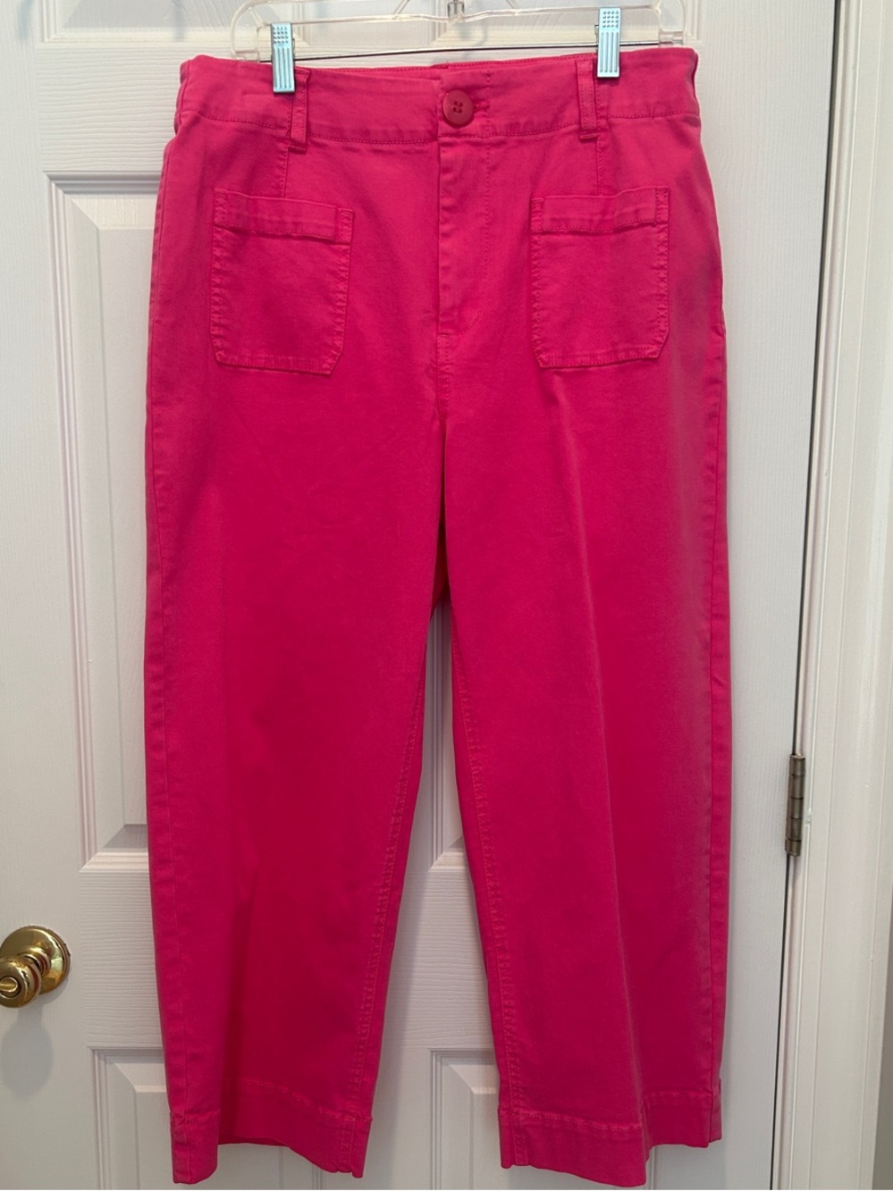 Bright Pink Women's Casual Crop Pants
